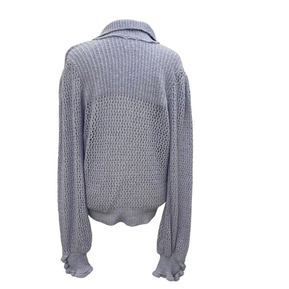 Free People Cropped Drop Shoulder Pullover V-Neck Sweater Periwinkle size Large - Picture 6 of 7